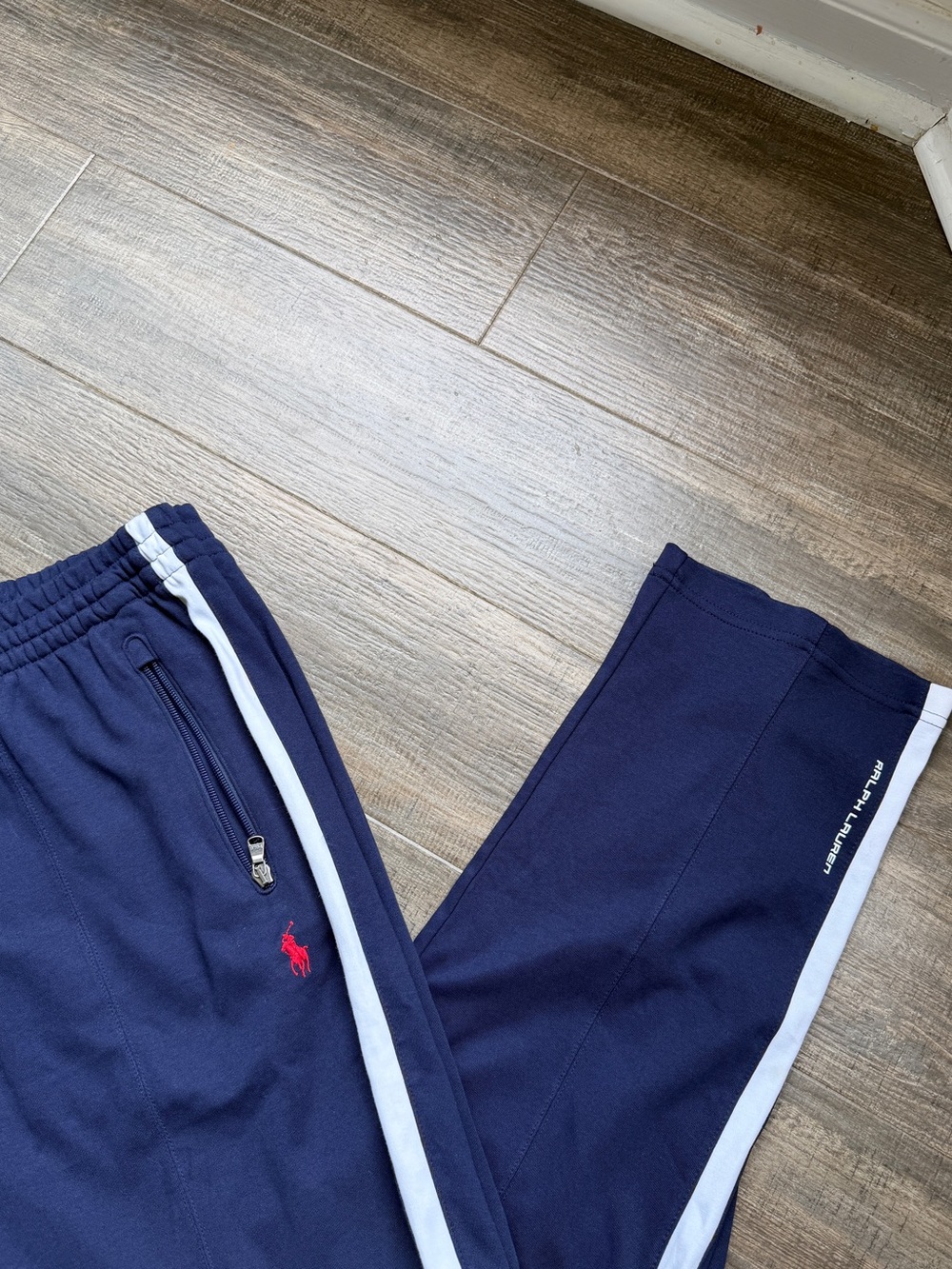 Polo Ralph Lauren navy blue striped white sweats XL - Picture 2 of 4